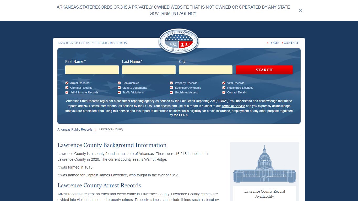 Lawrence County Arrest, Court, and Public Records | StateRecords.org
